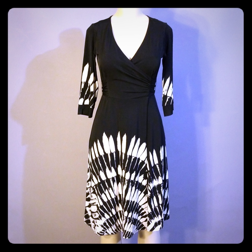Balck and White Wrap Dress